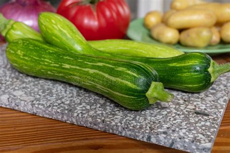 Fresh Green Long Squash Zucchini Gevetables From Nice Provence France