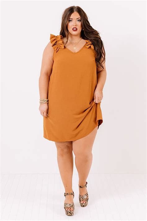 Song And Dance Ruffle Shift Dress In Pumpkin Curves Best Plus Size Dresses Plus Size Summer