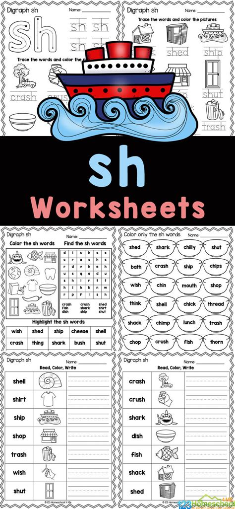 FREE Printable SH Sound Words Digraph Worksheets