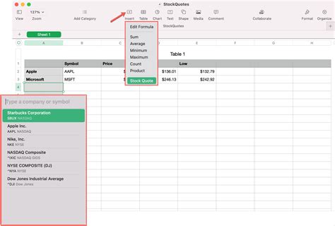 How To Add Stock Quotes And Information To Your Numbers Sheet