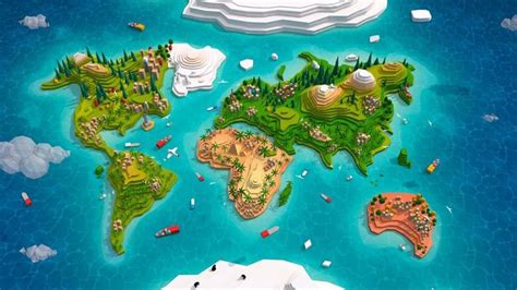 3D Model Cartoon Low Poly Earth World Map 2 VR AR Low Poly CGTrader