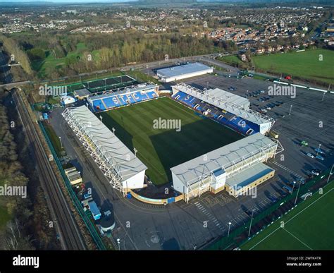 Aerial View Of Croud Meadow The Home Of Shrewsbury Town Football Club