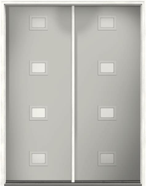 96 Satin Etch Modern Pulse Echo 4 Lite Centered Smooth Fiberglass Double Door