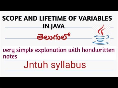 Scope And Life Time Of Variables In Java Youtube