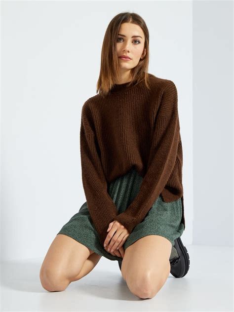 Pull En Maille Crochet Brun Kiabi