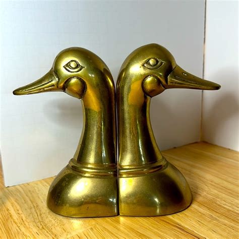 Accents Vtg Pair Solid Brass Duck Bookends Leonard Mfg Silver Co