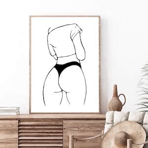 Naked Woman One Line Draw Art Nude Female Print Woman Body Wall Art
