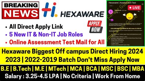 Hexaware Biggest Off Campus Direct Hiring Started To Batch