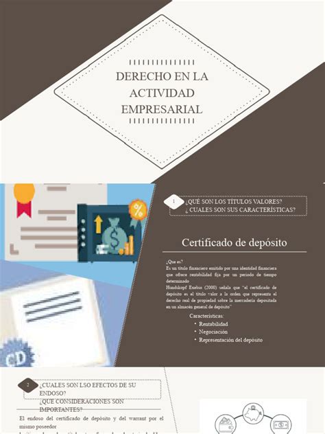 Derecho En La Actividad Empresarial Pdf Certificado De Deposito Business