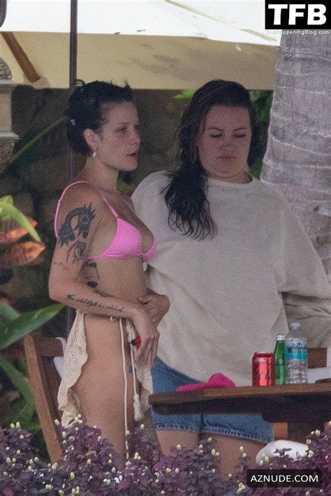 Halsey Sexy Seen Showing Off Her Hot Tits In A Bikini During Her Vacation In Mexico AZNude