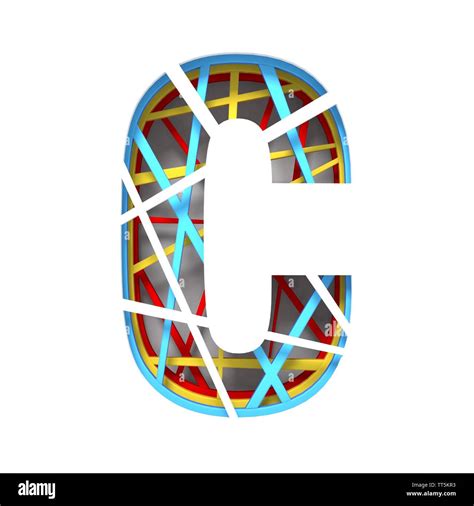 Colorful Paper Cut Out Font Letter C 3d Render Illustration Isolated On