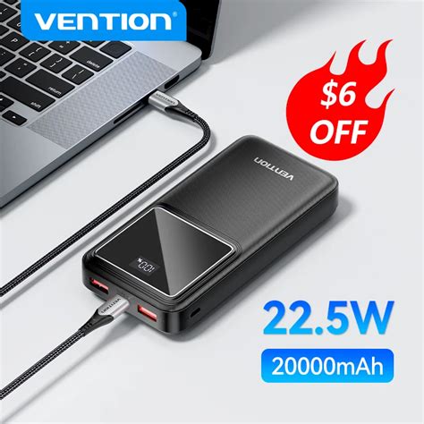 Vention 22 5W Power Bank Fast Charge 20000mAh Portable PowerBank For