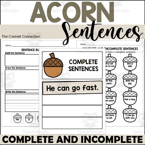 Complete And Incomplete Sentences Acorn By Teach Simple