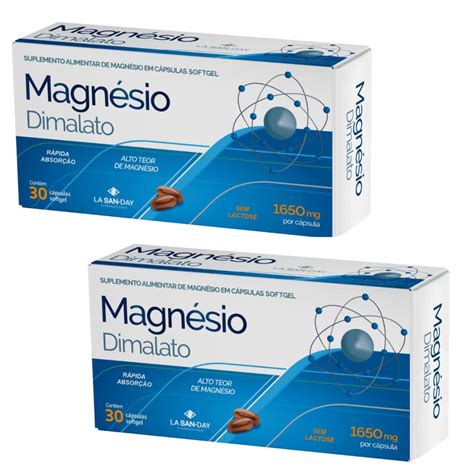 Kit 2 unidades Suplemento Alimentar Magnésio Dimalato 30 Cápsulas La