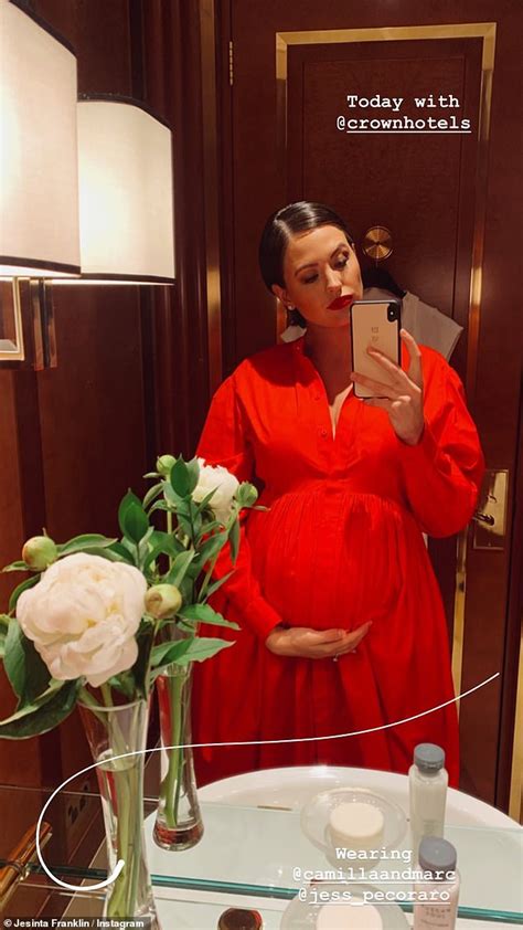 Pregnant Jesinta Franklin Stuns In A Flowing Red Dress As She Cradles Her Burgeoning Belly