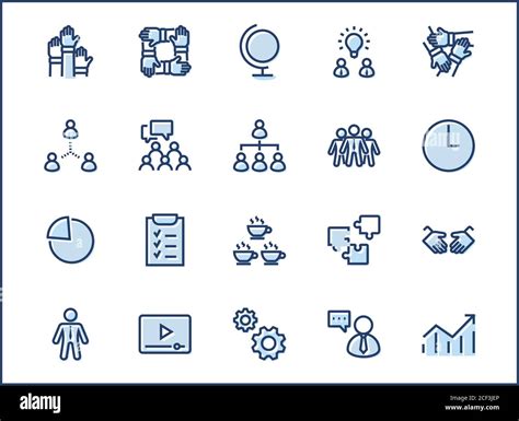 Set Of Team Work Related Vector Line Icons Contains Such Icons As