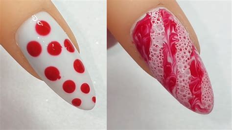 Partial Bubble Effect Nail Art With Marble Background New Nail Art