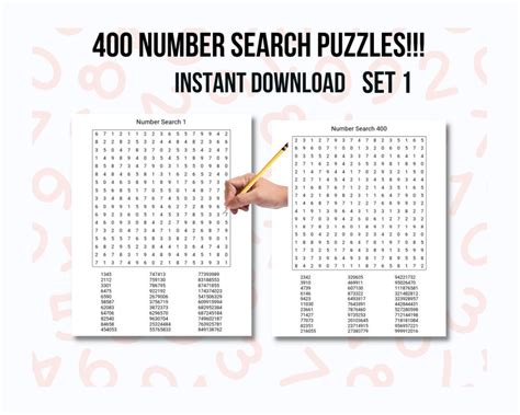 400 Printable Number Search Puzzle Pages For Adults Large Print Easy To Read Number Search