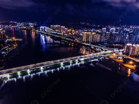 Fresh Atmosphere Aerial Night View Overpass Background, City Night View ...