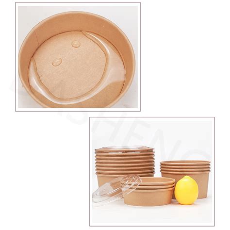 Ml Manufacture Disposable Take Away Kraft Paper Salad Bowl With