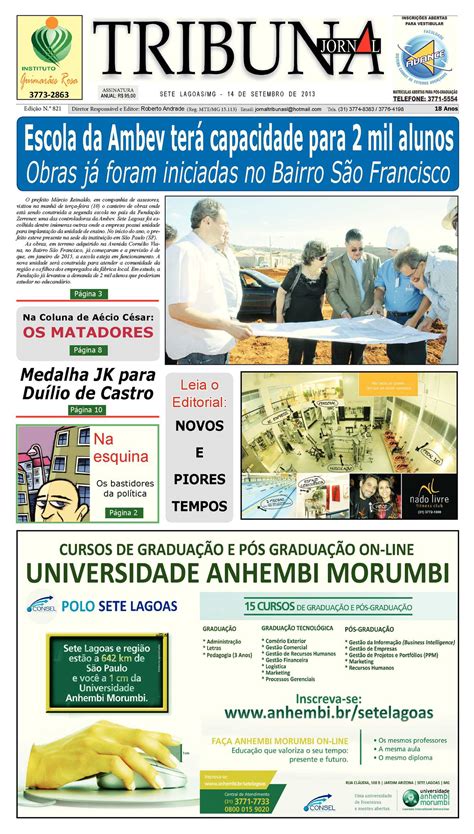 Calam O Jornal Tribuna De Sete Lagoas Edi O