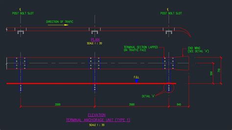 ROAD GUARDRAIL DETAILS - CAD Files, DWG files, Plans and Details