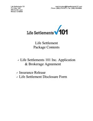 Fillable Online Life Settlements Application Life Settlement