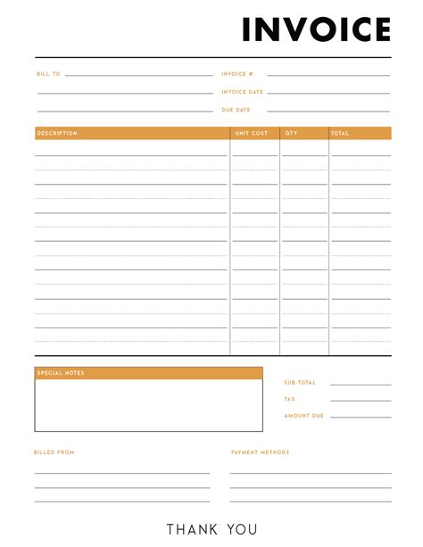 Free Printable Invoices Templates Blank - Totally Free Printables