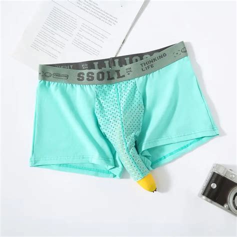 Man Sexy Lingerie Elephant Nose Boxers Bulge Mesh Pouch Front Hole Underwear Super Breathable