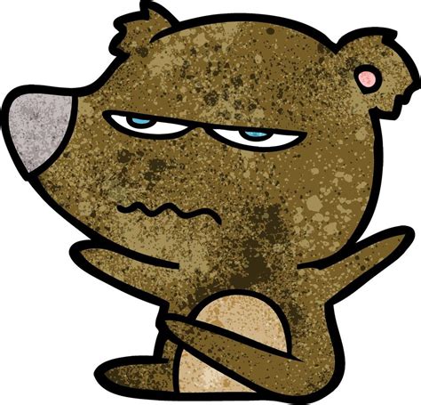 Retro Grunge Texture Cartoon Angry Bear 13812919 Vector Art At Vecteezy