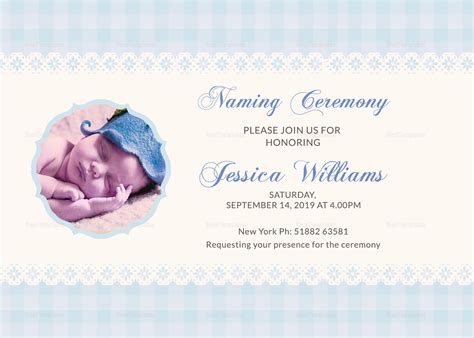 Wonderful Baby Naming Ceremony Invitation Card Design Template In Psd