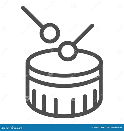 Snare Drum Line Icon Drum With Drumstick Vector Illustration Isolated