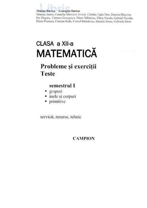 PDF Matematica Probleme Si Exercitii Teste Clasa 12 Sem 1