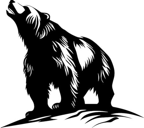 Logotipo De La Mascota Del Oso Negro Rugiente Vector Premium