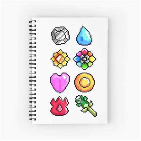 "Pokemon Kanto Badges: Pixel Art Badge Set" Spiral Notebook for Sale by bearbot | Redbubble