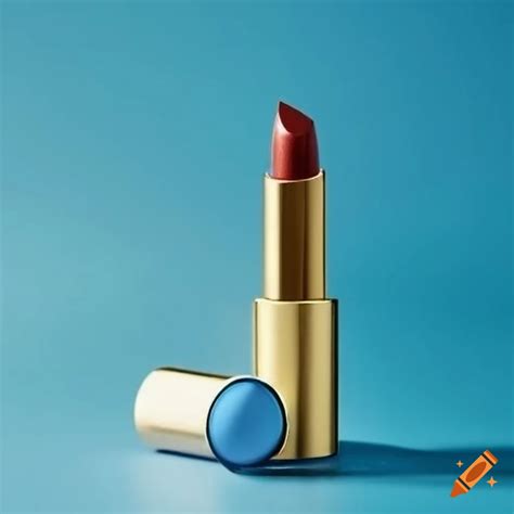 Luxury Lipstick With Gold Packaging And Delicate Blue Details On Craiyon