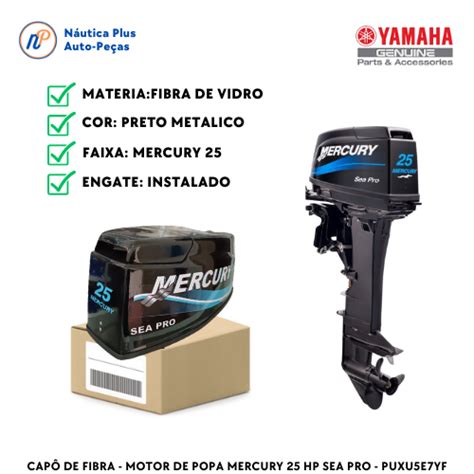 Capô de Fibra Motor de Popa Mercury 25 Hp Sea Pro PUXU5E7YF