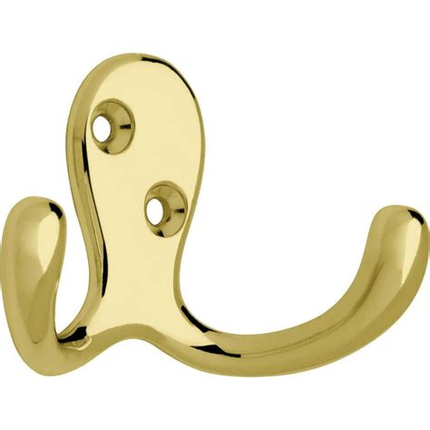 Liberty 1 13 16 In Polished Brass Double Wall Hook B59104z Pb C The Home Depot