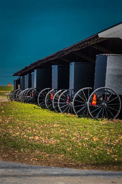 Old Order Amish Mennonite Buggies In A Shed Editorial Stock Photo