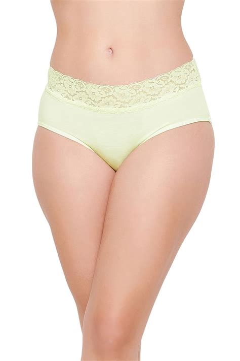 Buy Mid Waist Hipster Panty In Lime Yellow With Lace Waist Online India Best Prices Cod