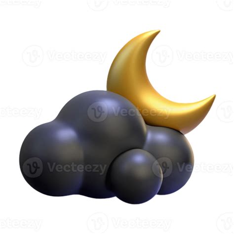 Cute 3d Illustration Of Cloud And Moon 43546770 Png