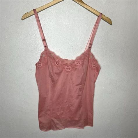 Olga Intimates Sleepwear Olga Pink Nylon Cami Tank Top Slip With