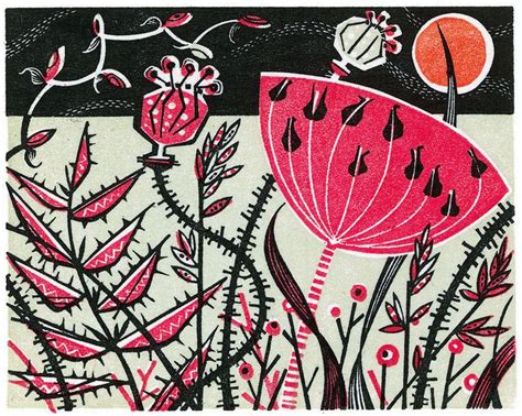 Red Meadow Angie Lewin Linocut Prints Prints