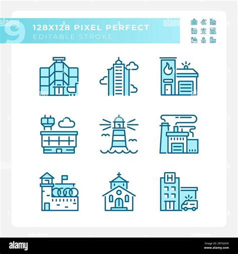 Editable Pixel Perfect Blue Building Icons Stock Vector Image And Art Alamy