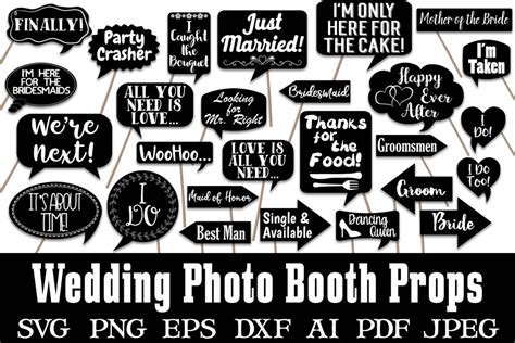 Wedding Photo Booth Props Svg Cut File Bundle So Fontsy