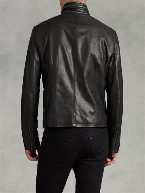 John Varvatos Zip Collar Lambskin Jacket In Black For Men Lyst