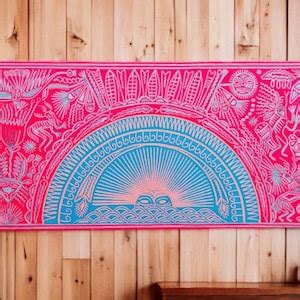 Huichol Yarn Painting Mexican Wall Art Wixarika Culture Abstract