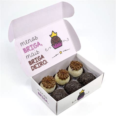 Caixa Para 6 Doces Menos Briga Mais Brigadeiro C 10 Un Custom Box