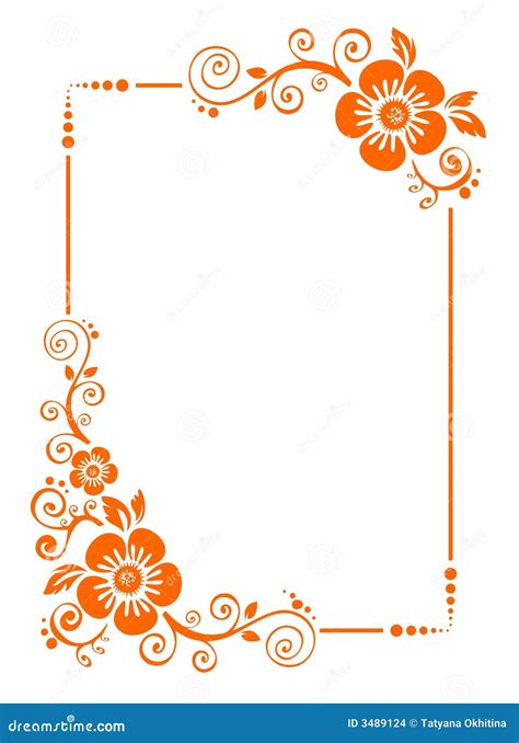 Orange Flower Border Stock Vector Illustration Of Chamomile 3489124