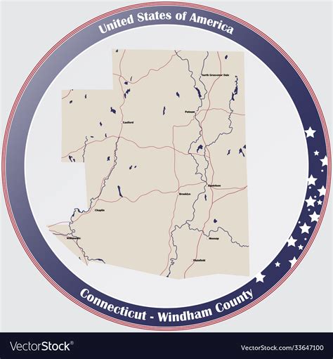 Map Windham County In Connecticut Royalty Free Vector Image